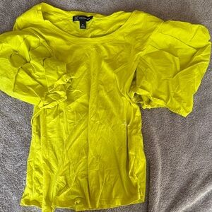 INC International Concepts Bright Yellow Puff Sleeve Top